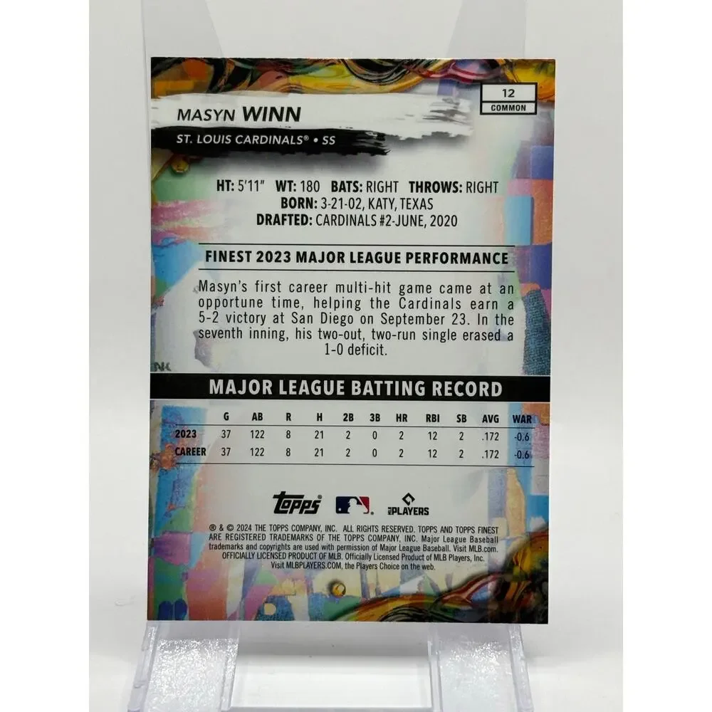 2024 Topps Finest Masyn Winn Rookie XFractor Checkerboard Refractor Cardinals RC